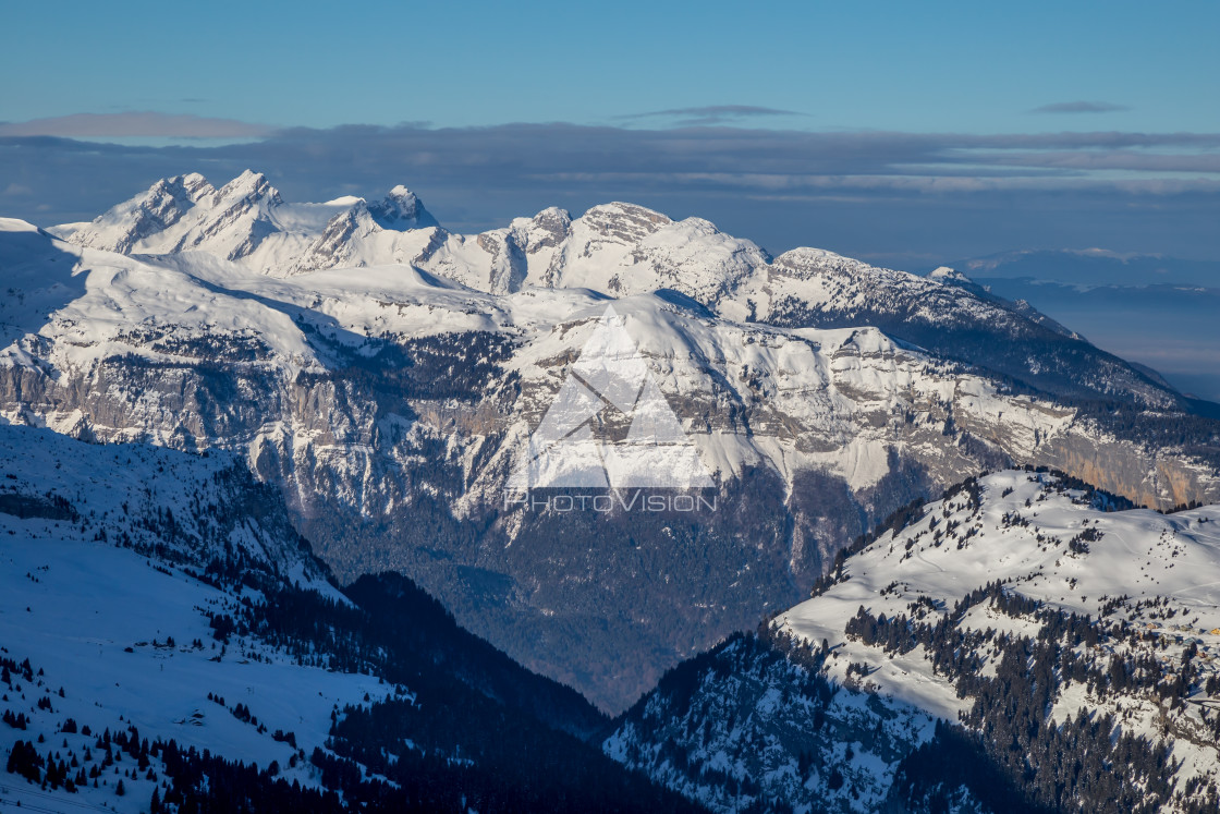 "Panorama of winter snowy Alps" stock image