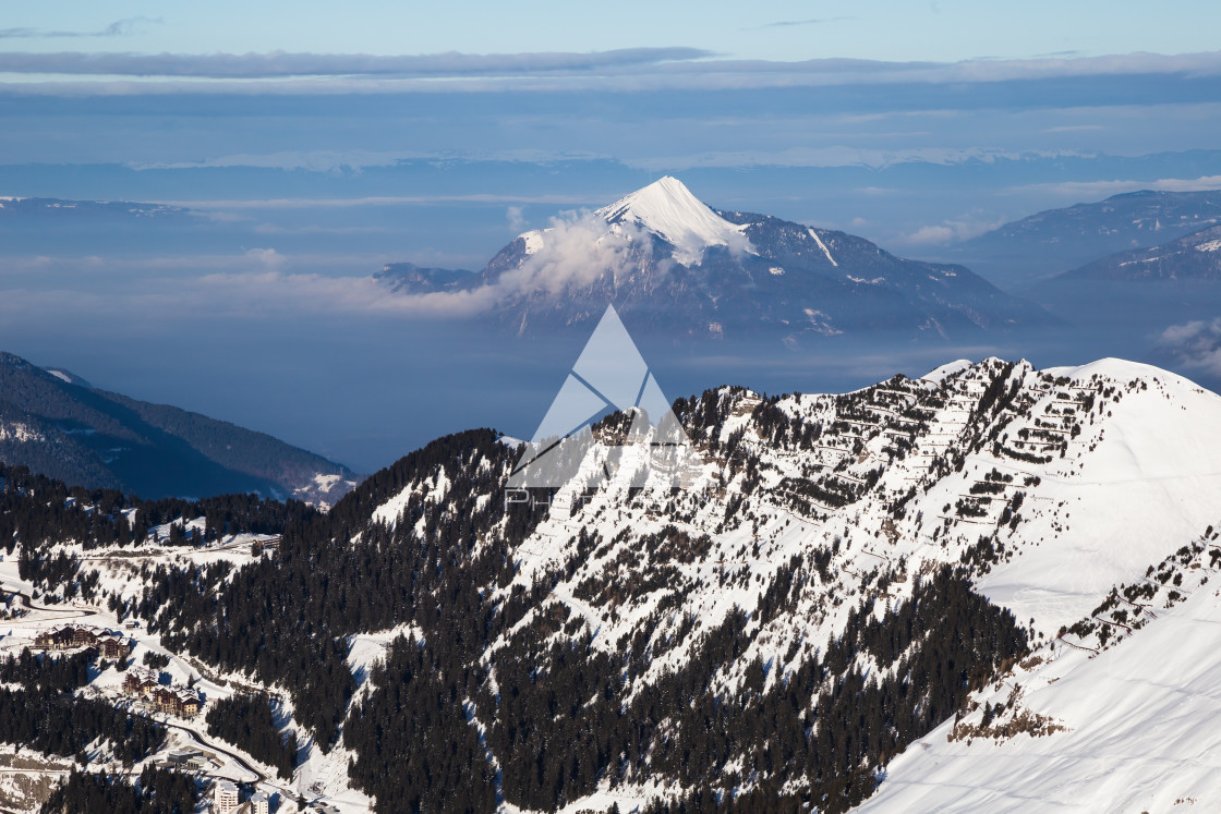 "Panorama of winter snowy Alps" stock image