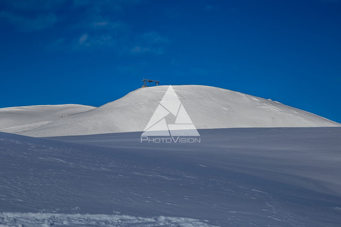 "Snowy Alpine ski slopes Flaine, Haute Savoie" stock image