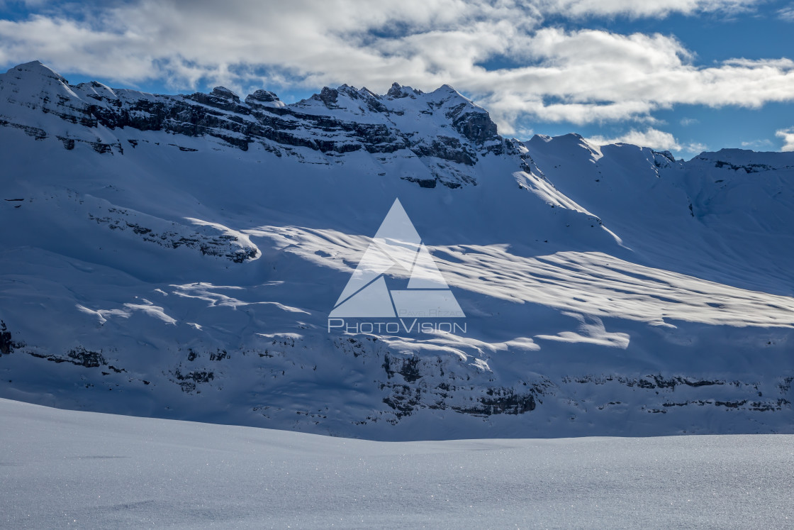 "Panorama of winter snowy Alps" stock image