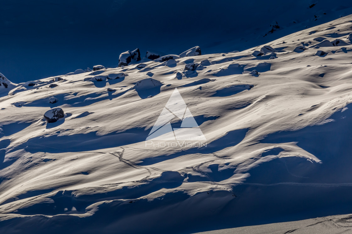 "The sun paints on glacial plains" stock image