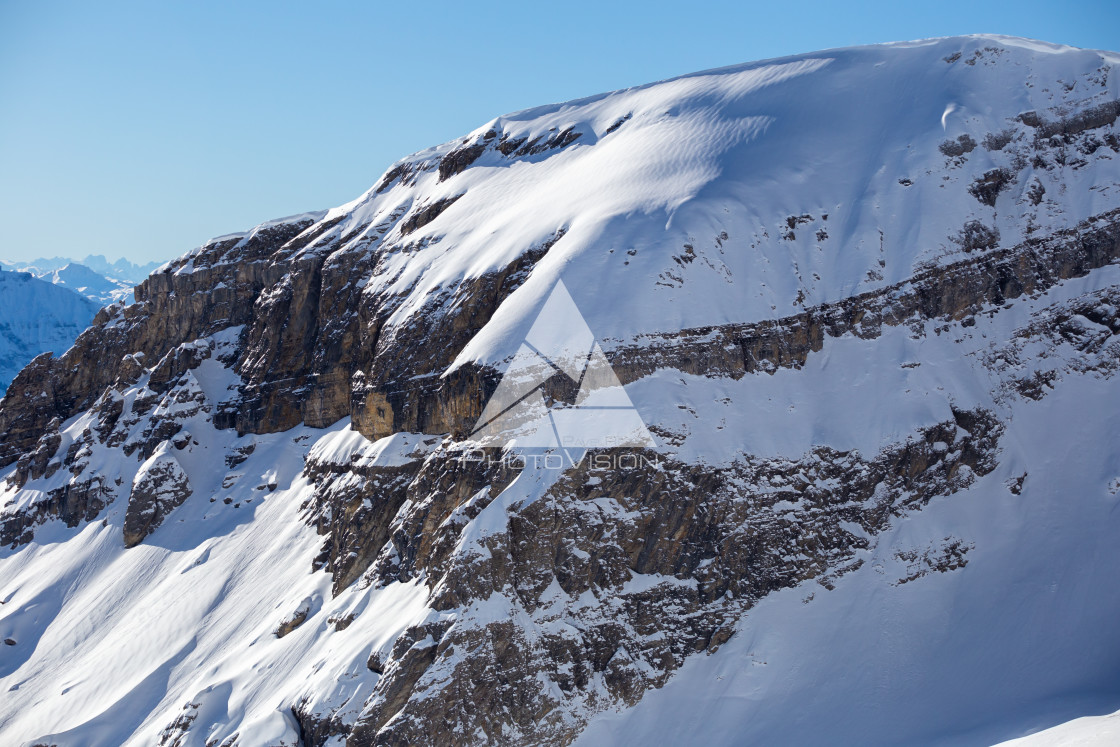 "Mountain peaks in the shade and sunlit" stock image