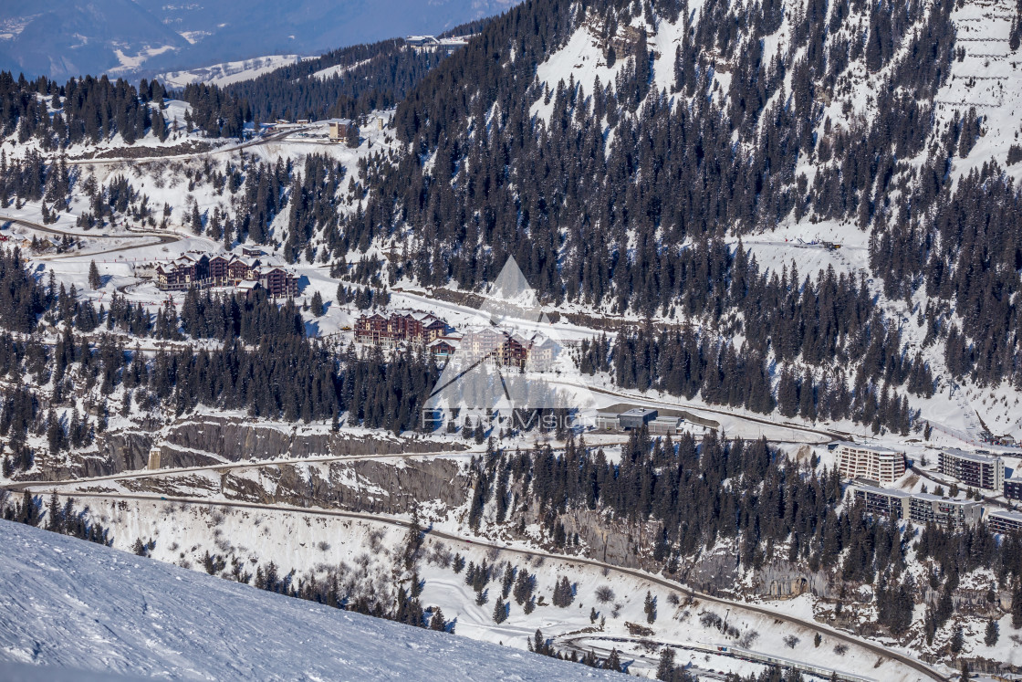 "Flaine village, modern ski resort, France" stock image