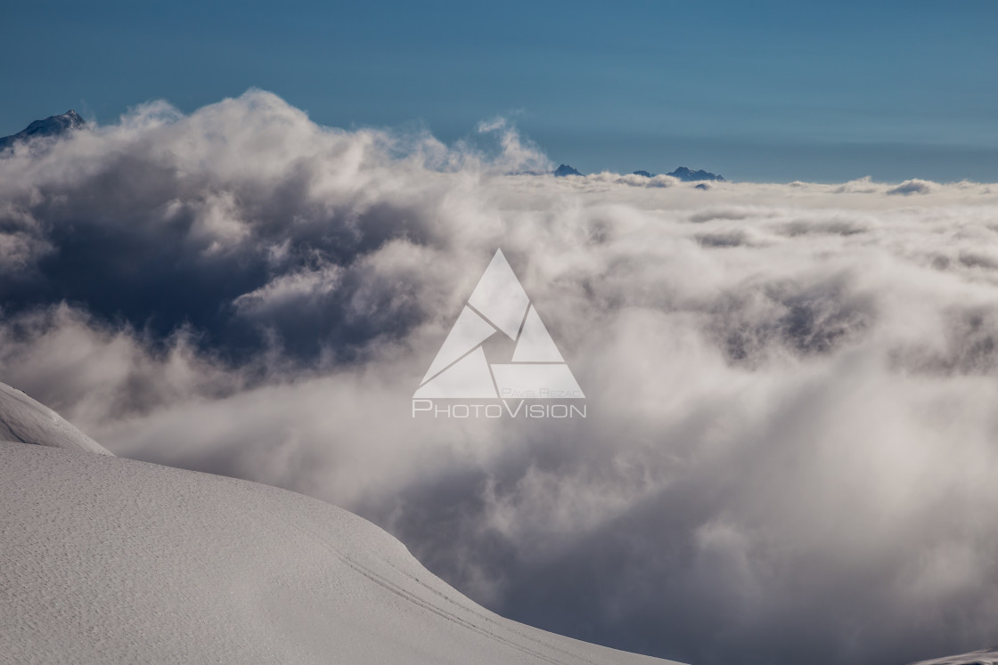 "High in the mountains above the clouds" stock image