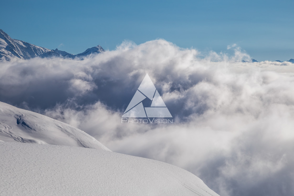 "High in the mountains above the clouds" stock image