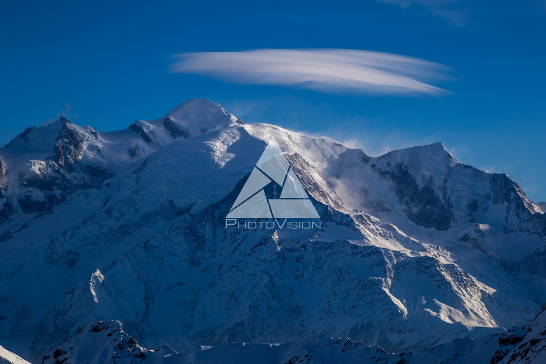 "Cloud over Mont Blanc peak" stock image