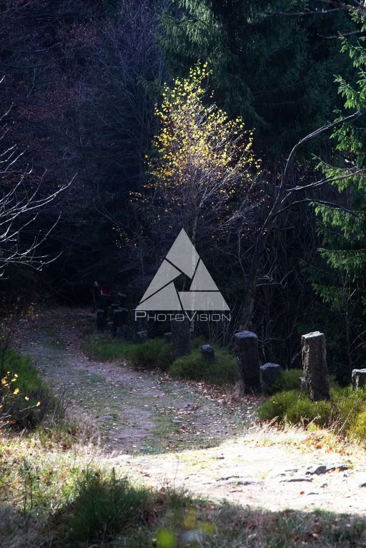 "Autumn landscape with old mountain path" stock image