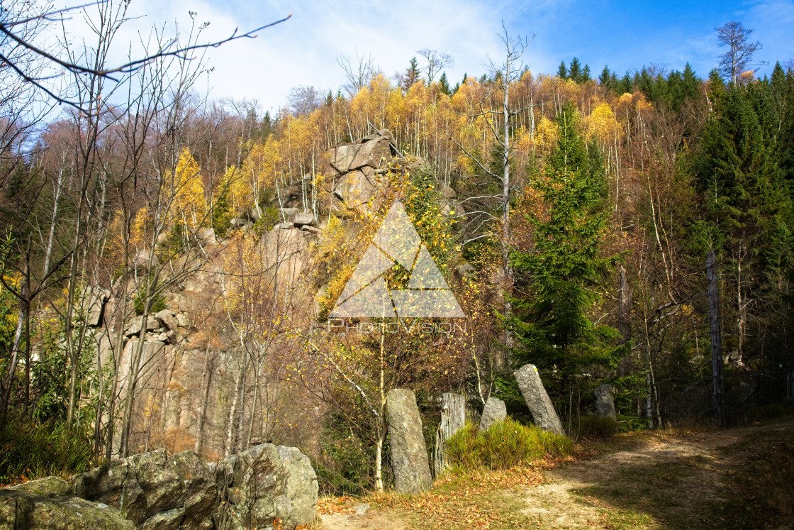 "Autumn landscape with old mountain path" stock image