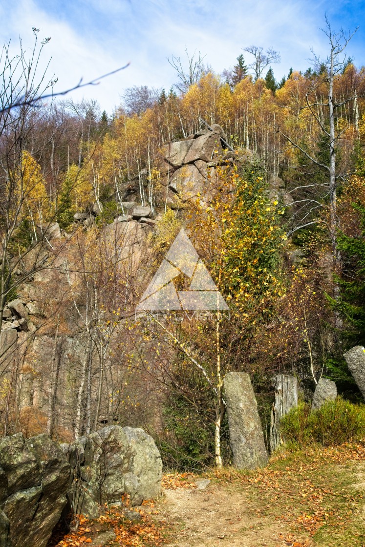 "Autumn landscape with old mountain path" stock image