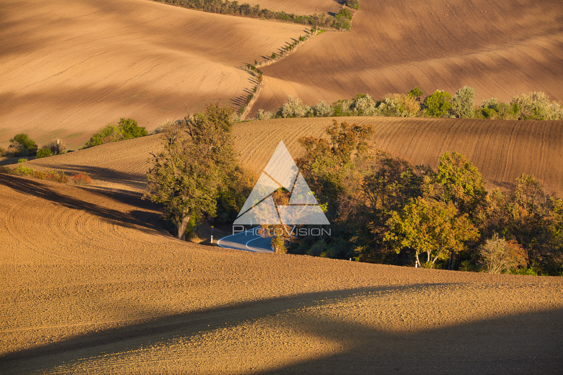 "Autumn light and shadow in countryside" stock image