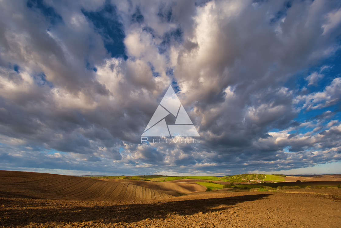 "Autumn field with clouds" stock image