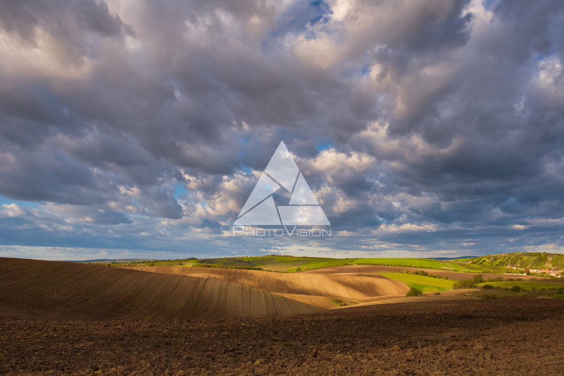 "Autumn field with clouds" stock image