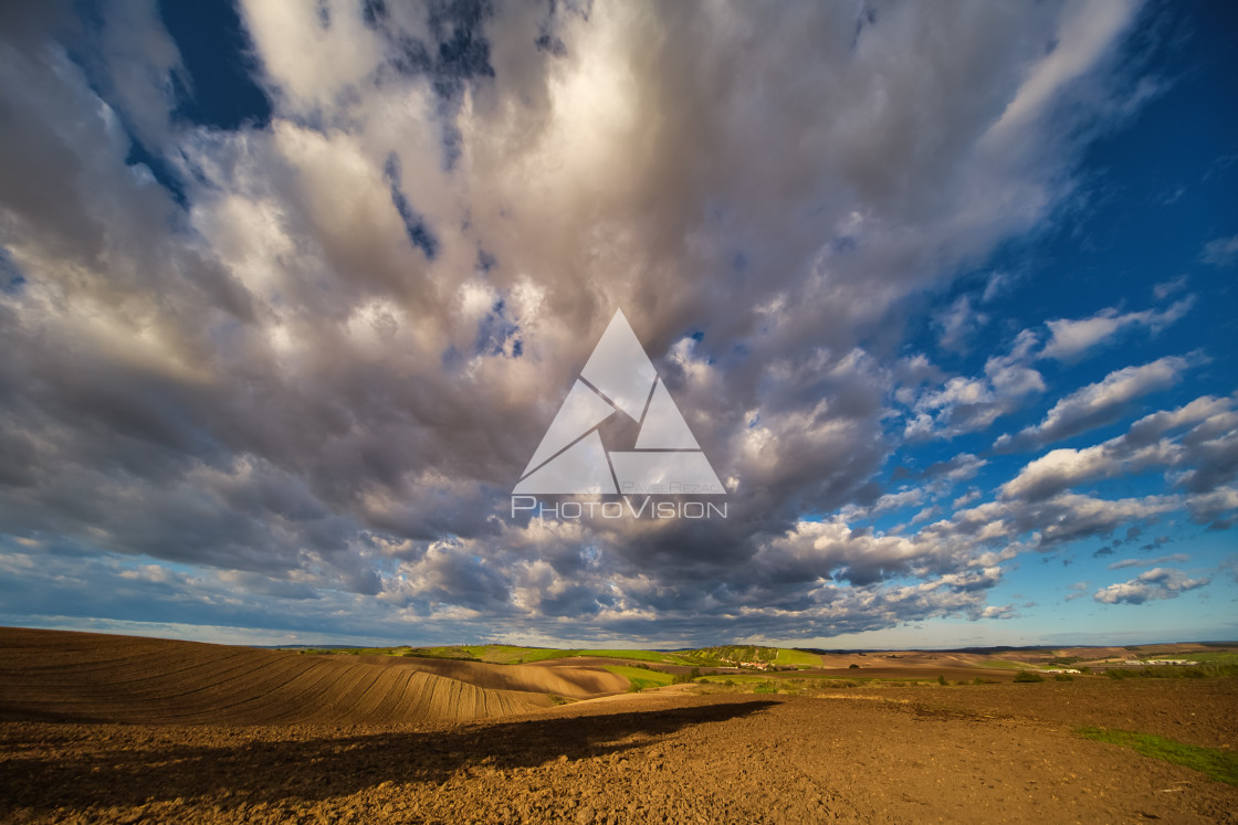 "Autumn field with clouds" stock image