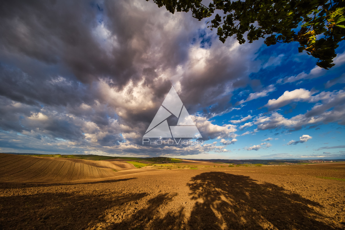 "Autumn field with clouds" stock image