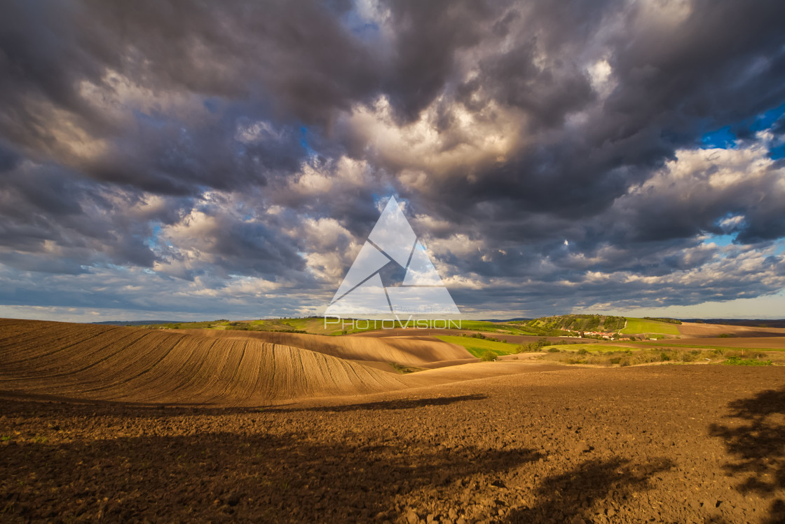 "Autumn field with clouds" stock image