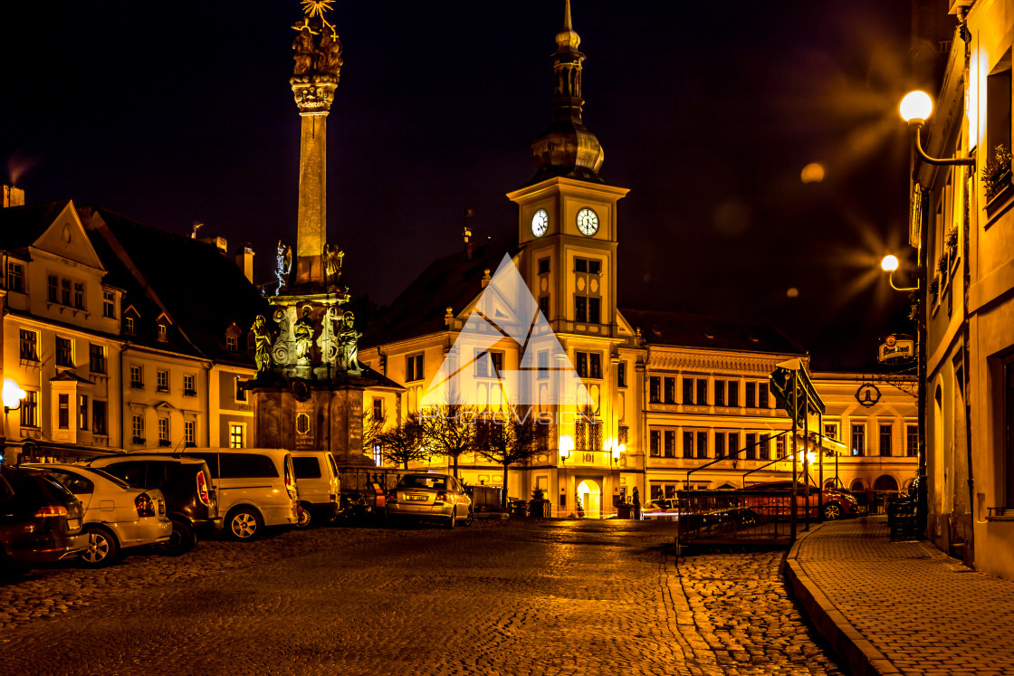 "Night historical town Loket" stock image