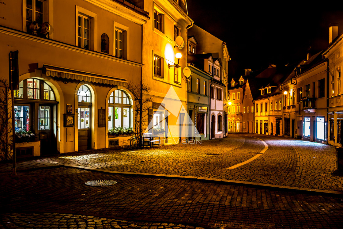 "Night historical town Loket" stock image