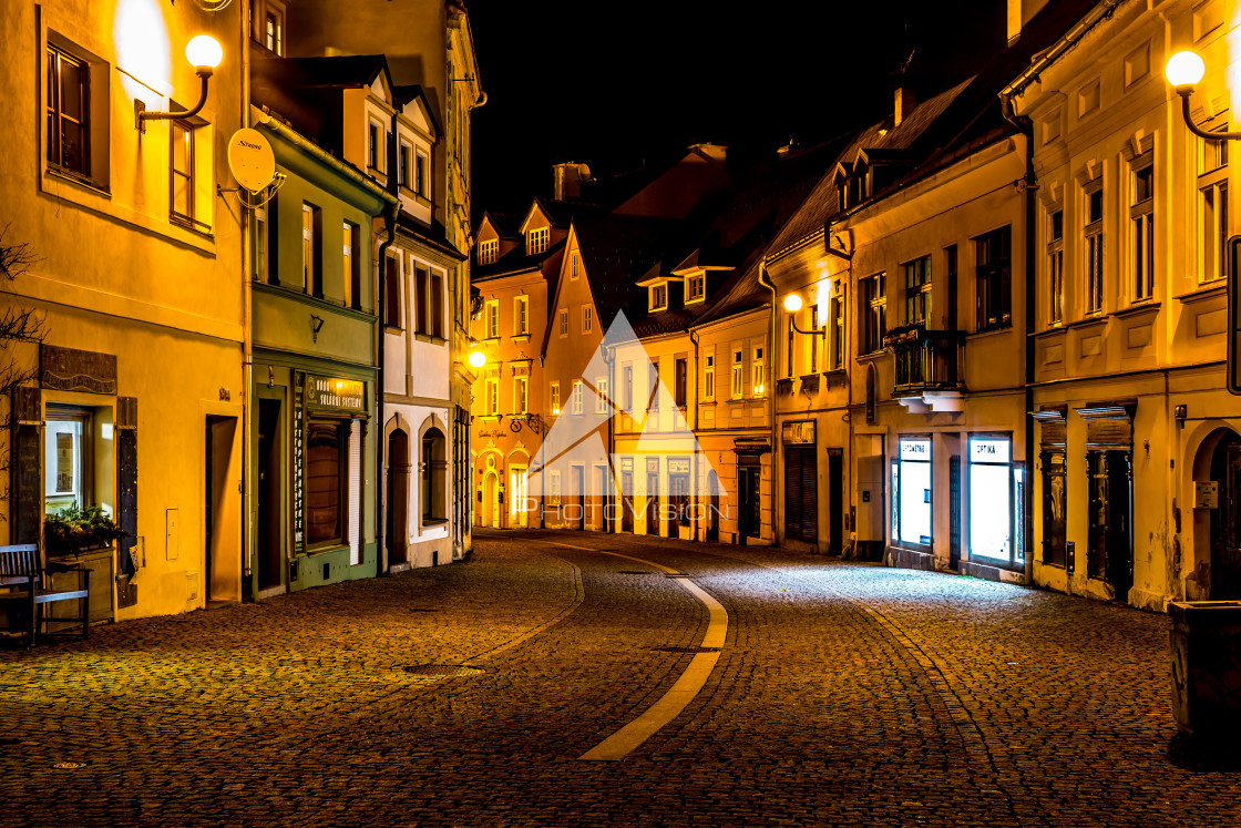 "Night historical town Loket" stock image