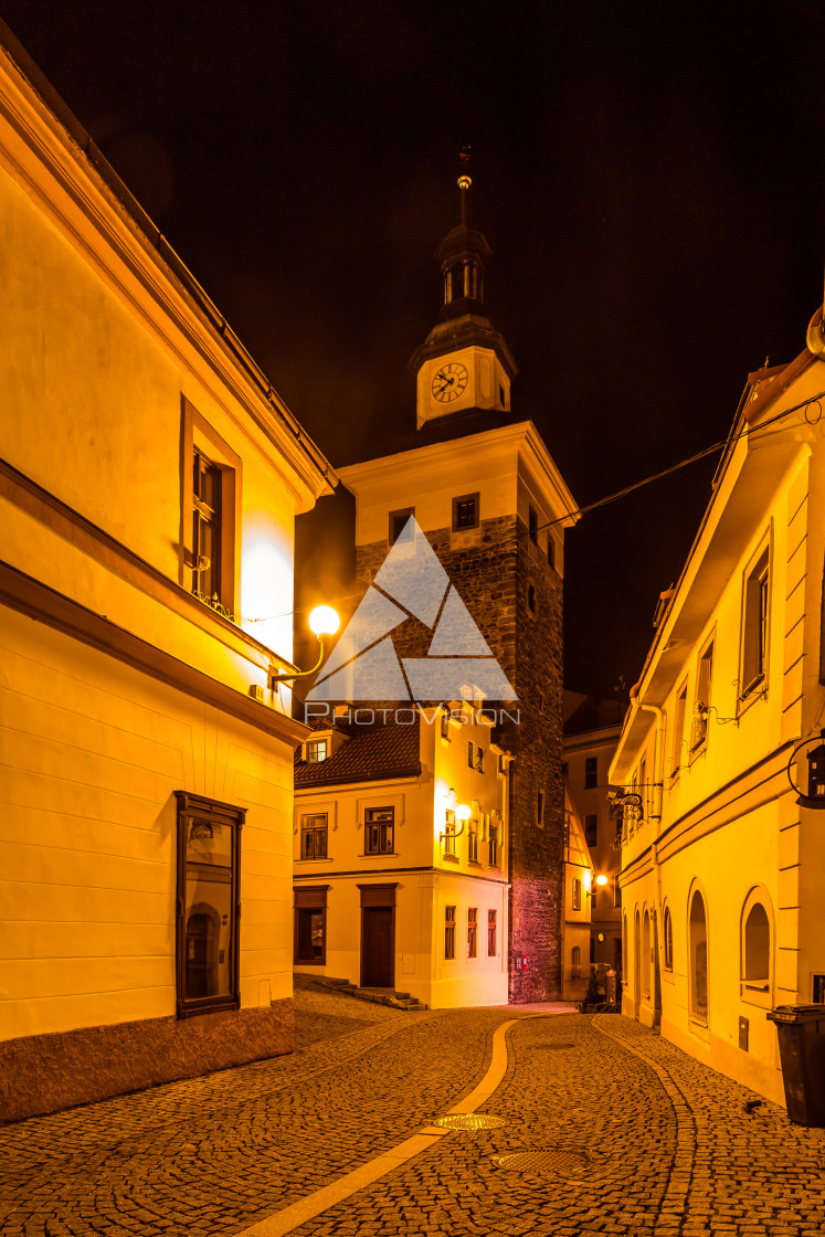 "Night historical town Loket" stock image