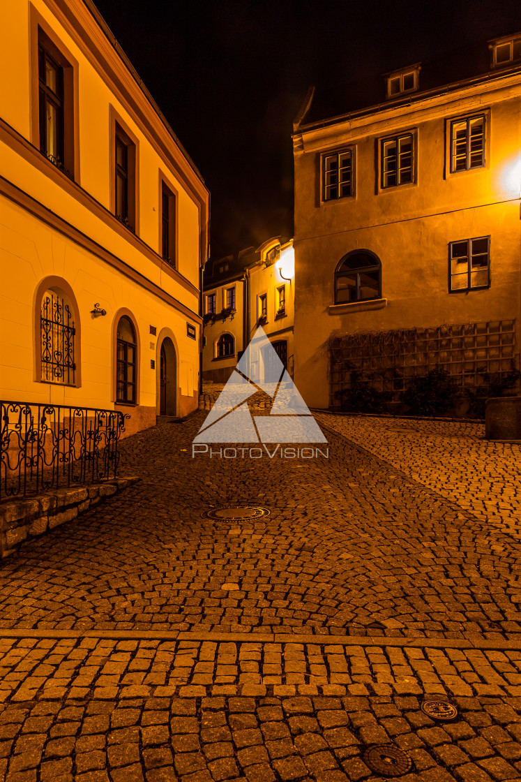 "Night historical town Loket" stock image