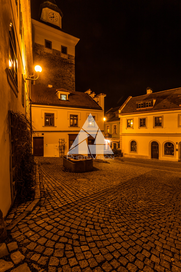 "Night historical town Loket" stock image