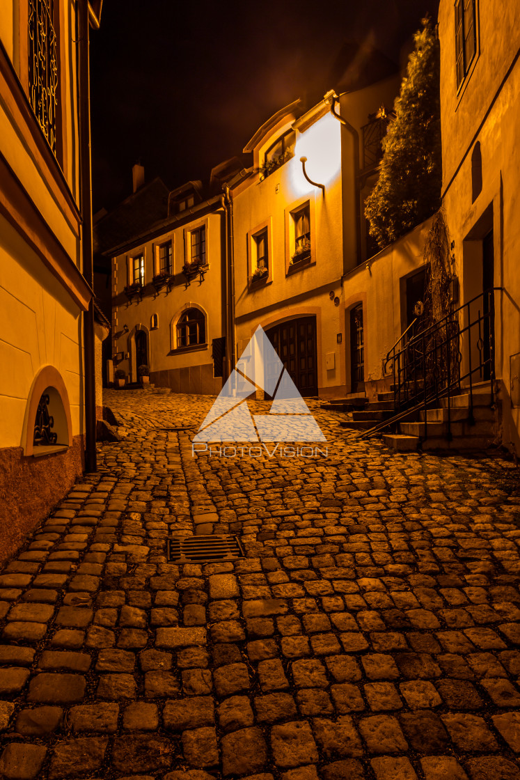 "Night historical town Loket" stock image