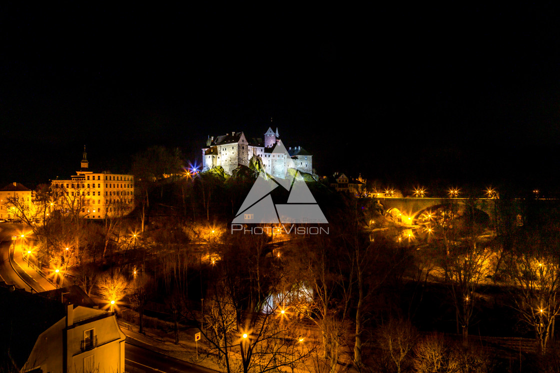 "Night historical town Loket" stock image