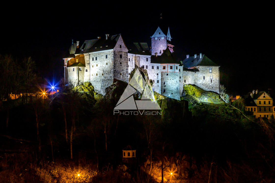 "Night historical town Loket" stock image