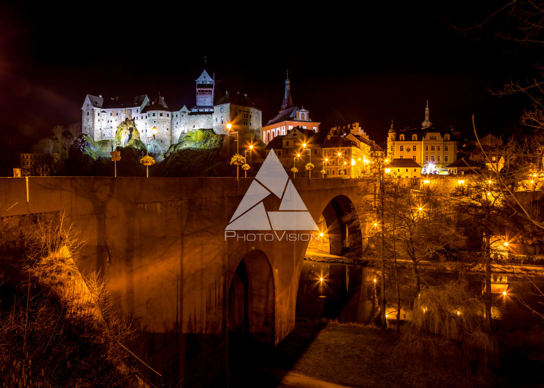 "Night historical town Loket" stock image