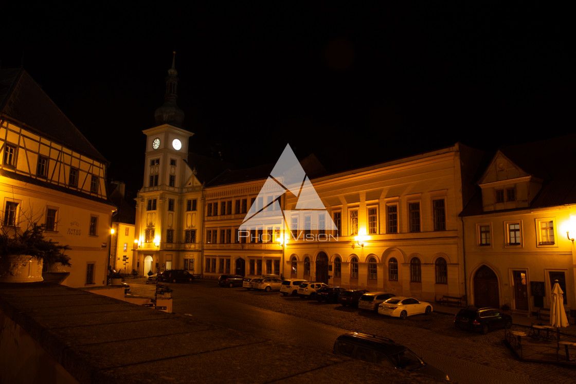 "Night historical town Loket" stock image