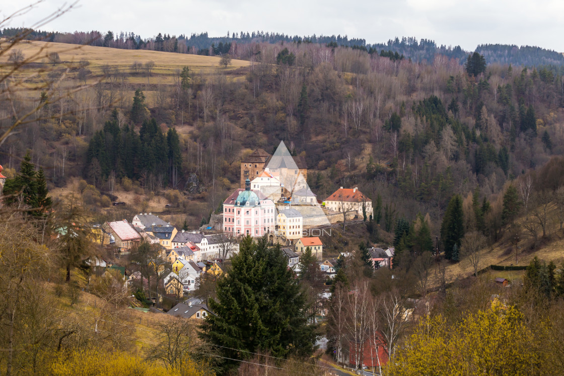 "Deep valley with castle" stock image