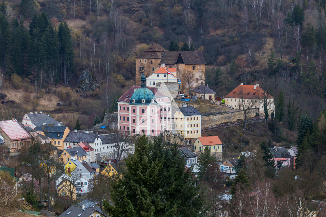 "Deep valley with castle" stock image