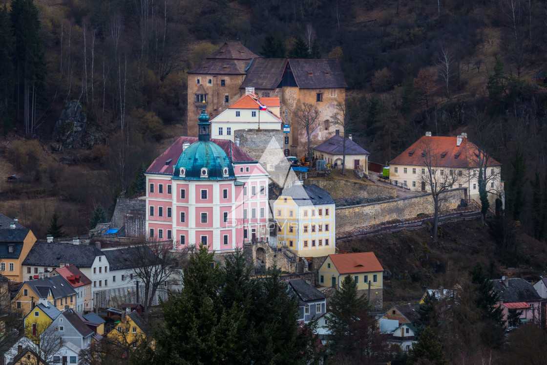 "Deep valley with castle" stock image