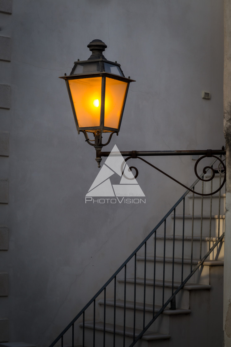 "Iron lamp near the stairs" stock image