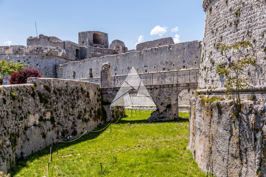 "Medieval castle in pilgrimage village" stock image