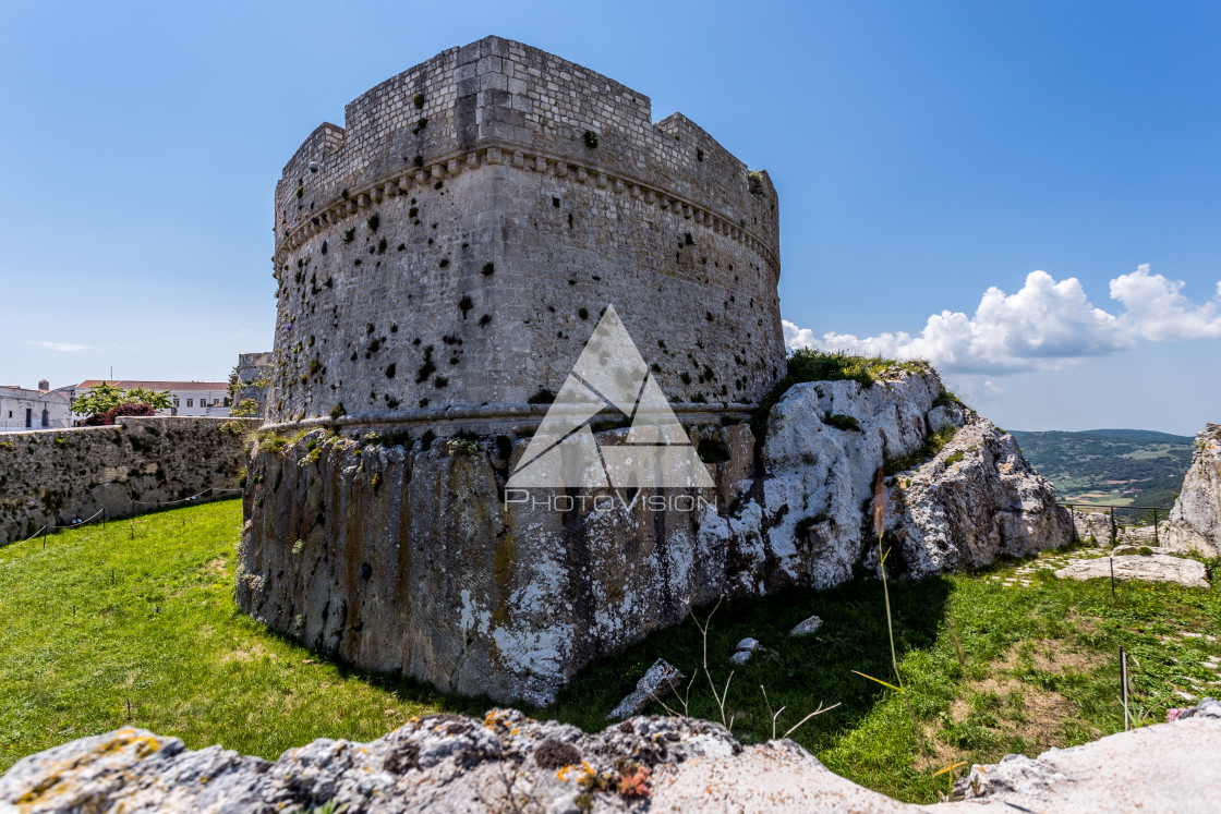 "Medieval castle in pilgrimage village" stock image