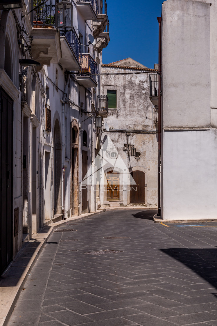 "Narrow streets and stairs lined with white houses" stock image