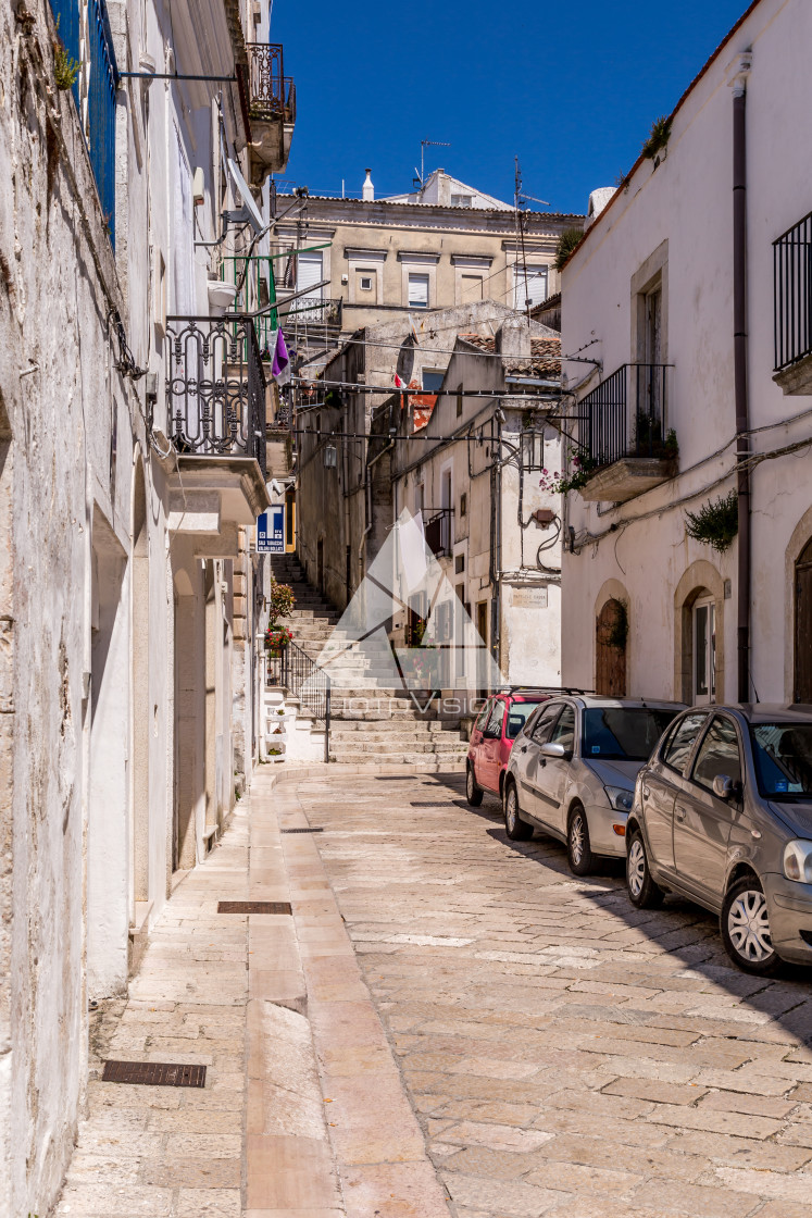 "Narrow streets and stairs lined with white houses" stock image