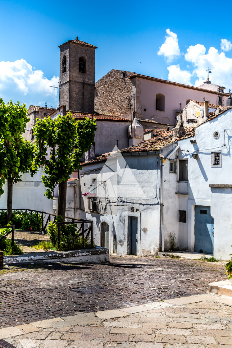 "Narrow streets and stairs lined with white houses" stock image