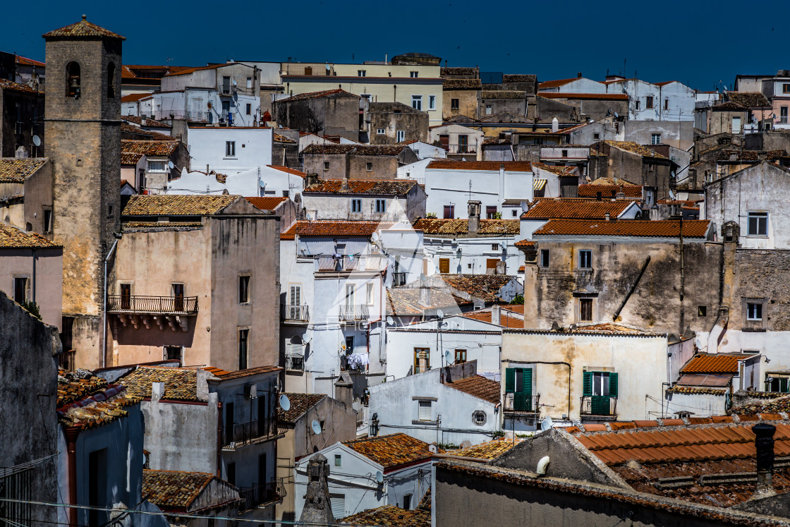 "Historic pilgrimage town on the hill" stock image