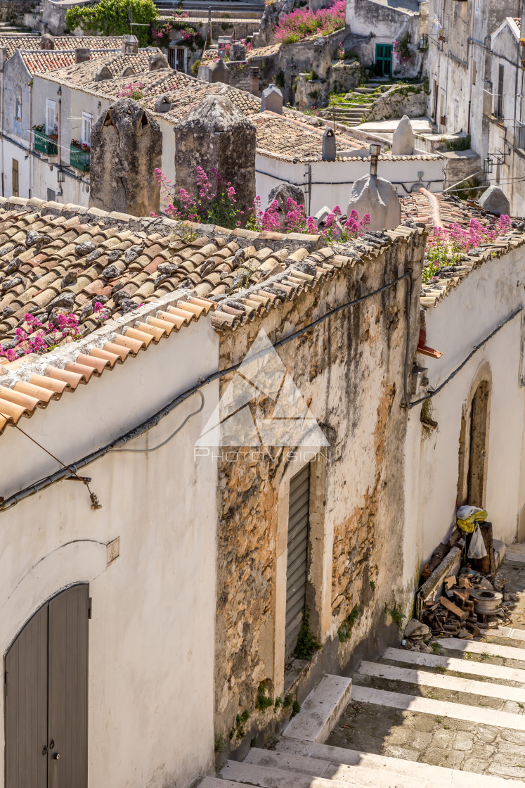 "Historic pilgrimage town on the hill" stock image