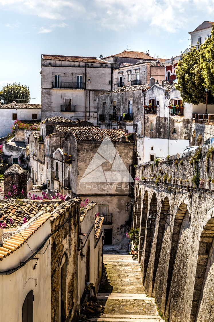 "Historic pilgrimage town on the hill" stock image