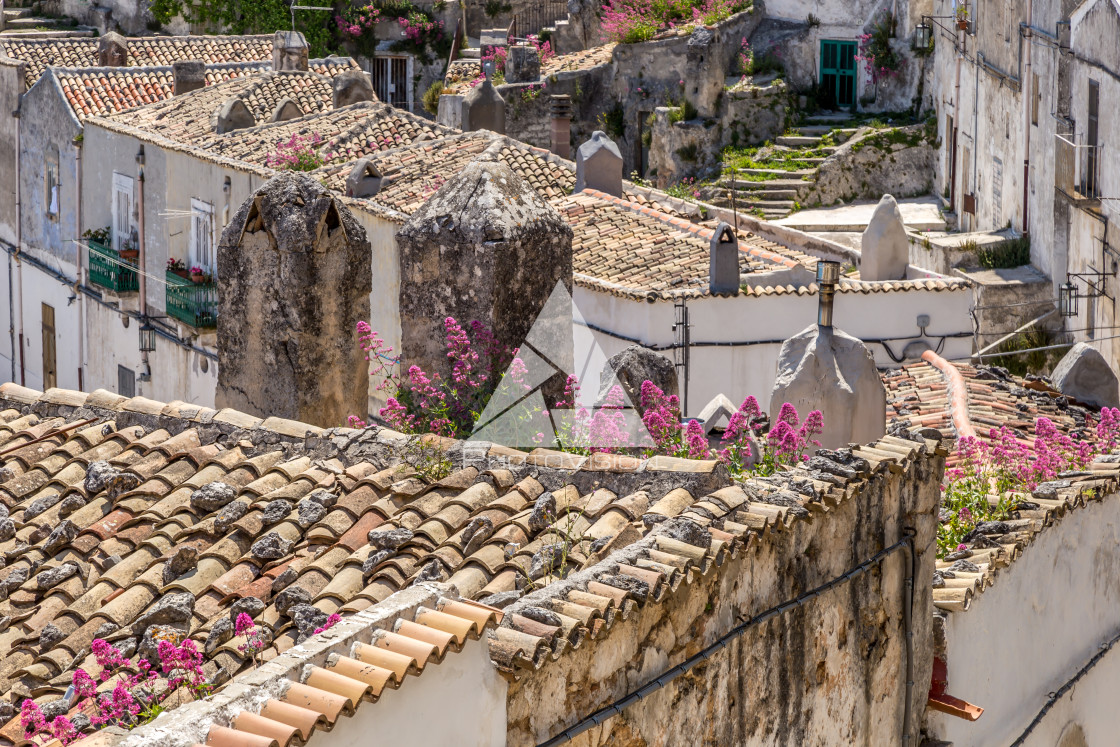 "Historic pilgrimage town on the hill" stock image