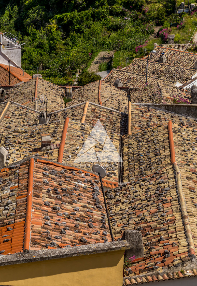 "Historic pilgrimage town on the hill" stock image