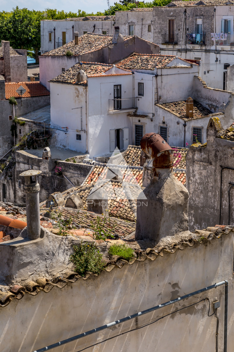 "Historic pilgrimage town on the hill" stock image