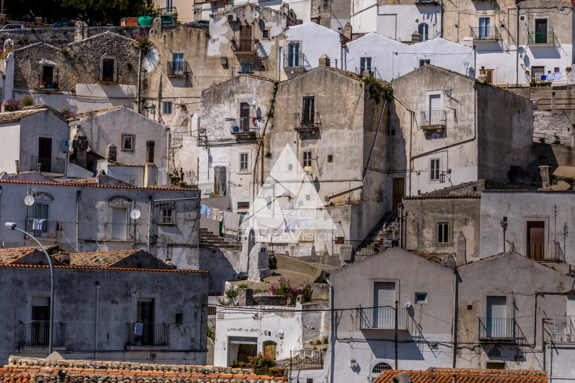 "Historic pilgrimage town on the hill" stock image