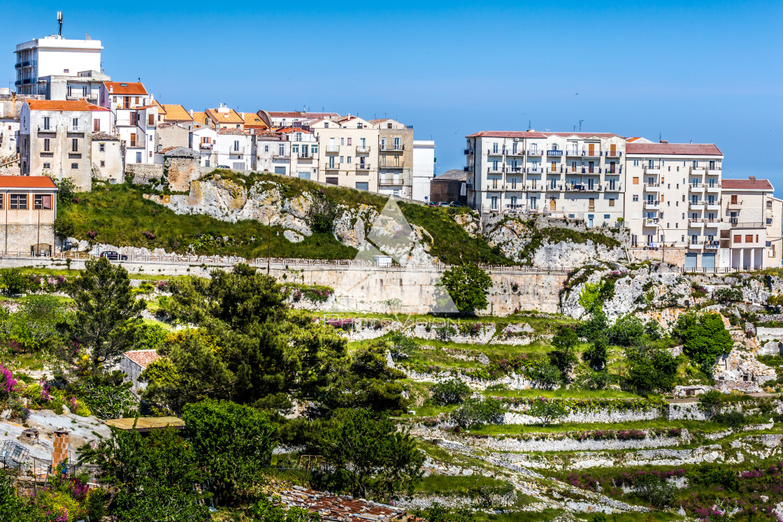 "Historic pilgrimage town on the hill" stock image