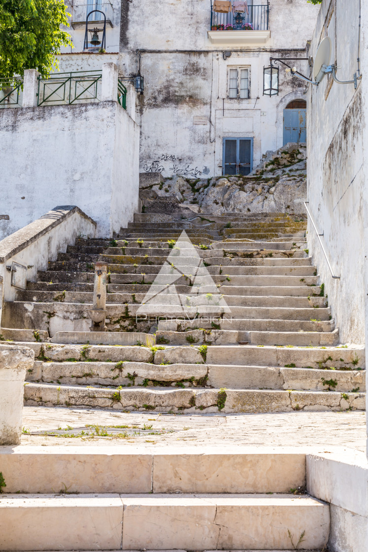 "Historic pilgrimage town on the hill" stock image