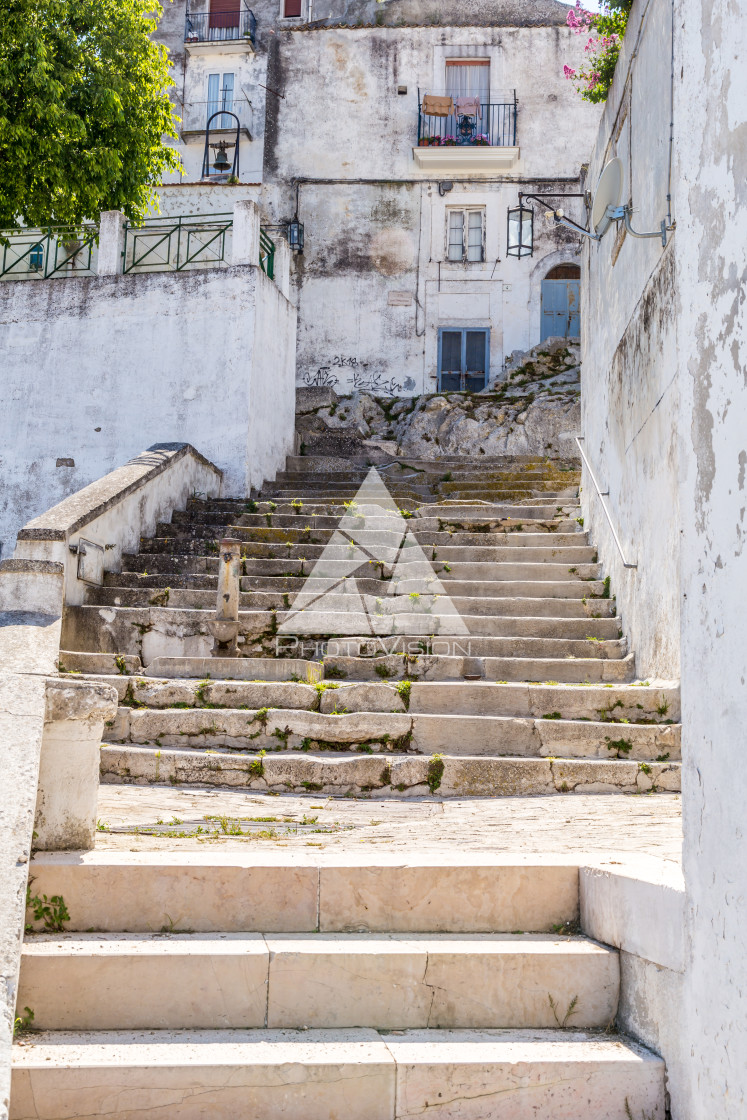 "Historic pilgrimage town on the hill" stock image