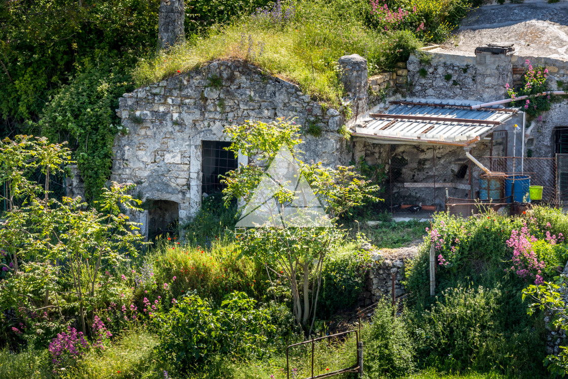 "Historic pilgrimage town on the hill" stock image